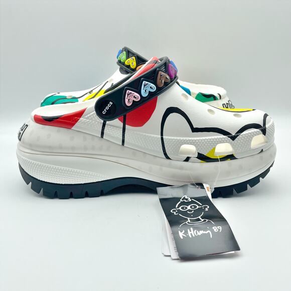 Crocs Unisex Keith Haring Mega Crush Clogs M6 W8 EU 38-39 White Black NWT - Picture 5 of 14